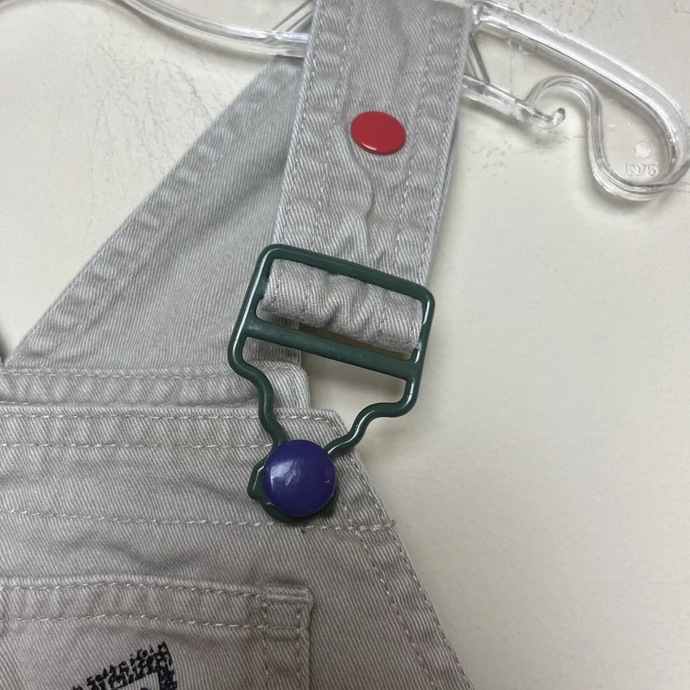 Vintage Gymboree Rainbow Tag Khaki Overalls‎ Shortalls Tractor Farm 90s Size X